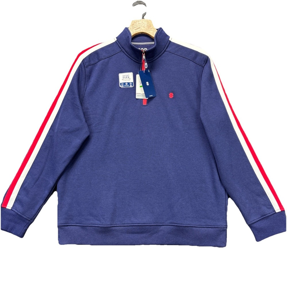 Izod Advantage Performance Quarter Zip Fleece Pullover Mens L Peacoat NWT